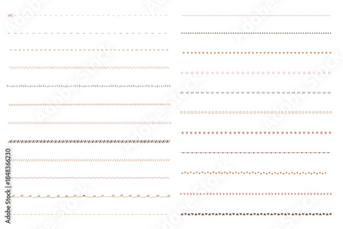 手書きのゆるい区切り線・アンダーライン　くすみカラーセット