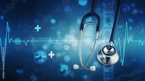Abstract medical blue background with stethoscope
