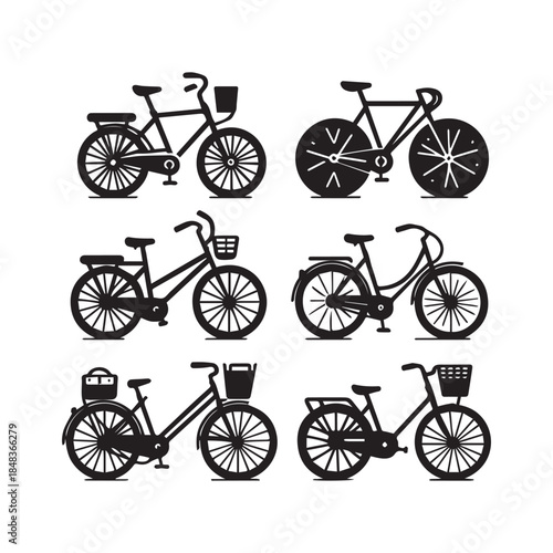 Bicycle Icons Set – Modern Bike Vector Silhouette Collection