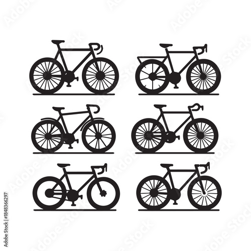Bicycle Icons Set – Modern Bike Vector Silhouette Collection