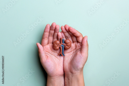 Quadro su tela Human hands holding kidney models