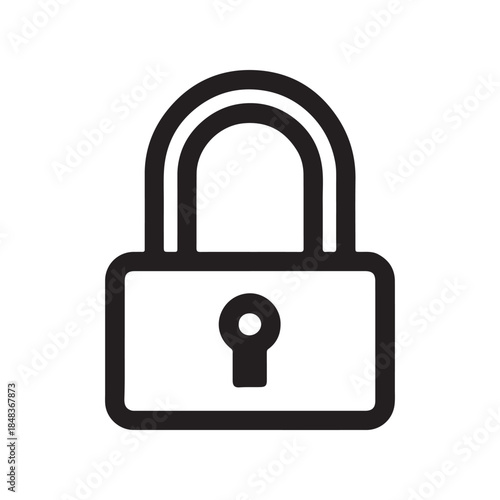 A simple black and white line drawing of a closed padlock with a keyhole