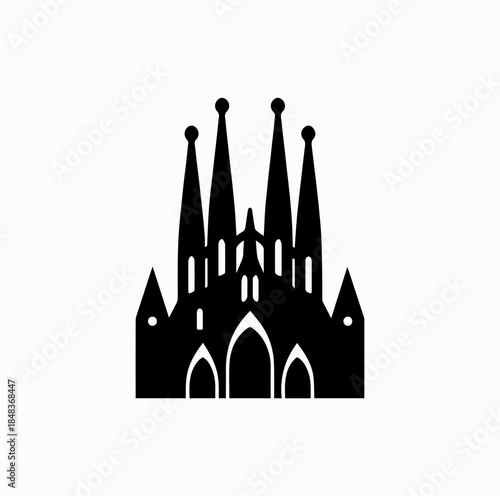 Sagrada Familia Landmark Silhouette – Minimal Geometric Barcelona Vector