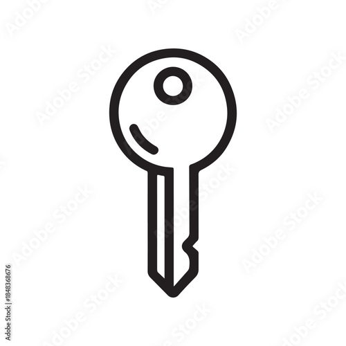 A simple and elegant line art illustration of a single key, representing access, security, and solutions