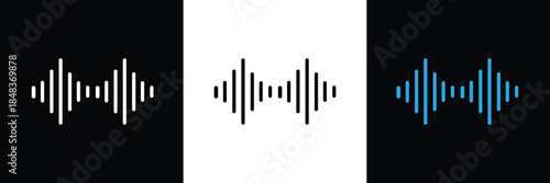 Sound wave icon in fill and three stroke sizes .Vector Illustration .EPS 10 .