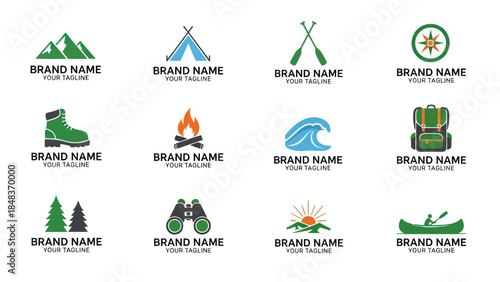 Outdoor Adventure Logos and Icons Set.