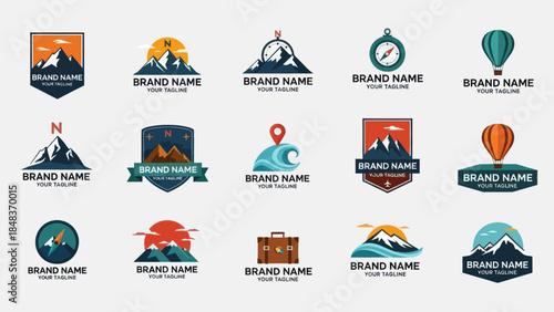 Collection of Various Travel Logos and Icons.