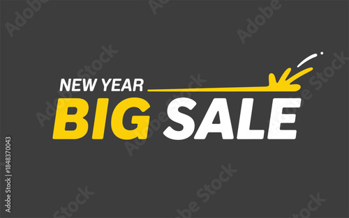 New Year Big Sale Announcement with Yellow Arrow and Splatter