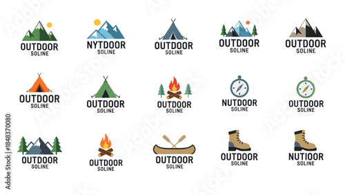 Collection of Outdoor Adventure Logos and Icons.