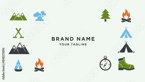 Camping Icons Set for Outdoor Adventure.