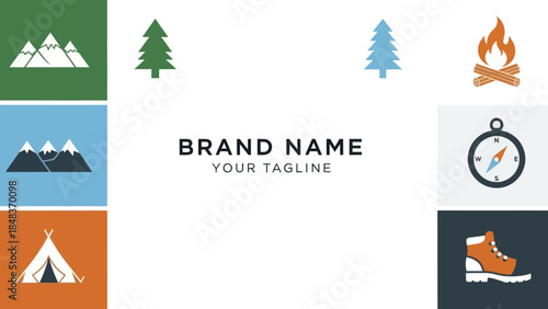 Outdoor Adventure Brand Identity Elements Collection.
