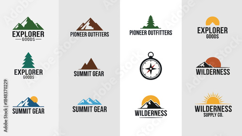 Collection of Outdoor Adventure Logos and Emblems.