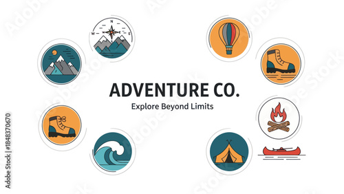 Adventure Company Logo Elements and Icons.