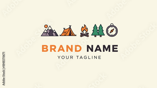 Camping Logo Design Template with Icons.