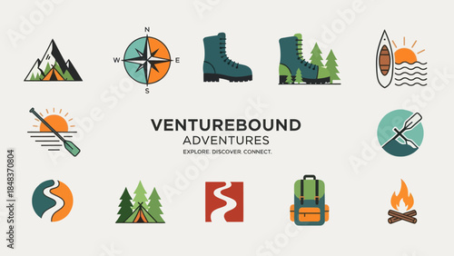 Collection of Adventure and Outdoor Icons.