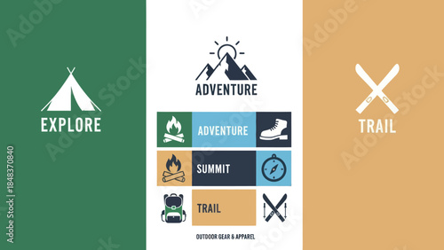 Outdoor Adventure Travel Icons and Logos.