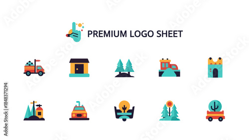 Collection of Various Construction Logo Icons.