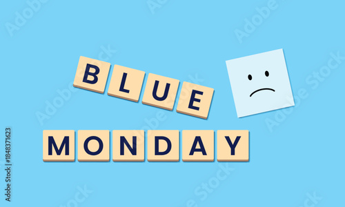 Blue Monday background design. Blue Monday greeting concept banner. Vector illustration