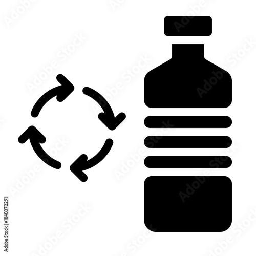 Plastic Bottle with Recycling Symbol Icon	