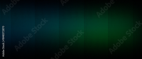 Futuristic neon texture with vibrant shades of blue green gradients and bright smooth fluted vertical lines. glass effect background.