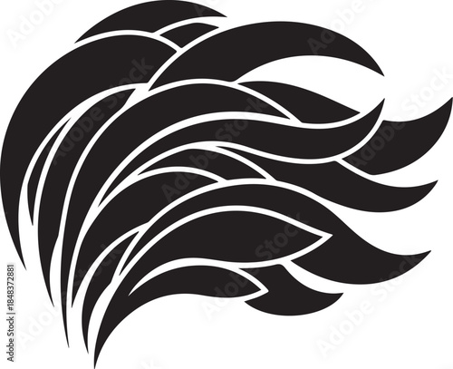 Modern abstract black leaf design element
