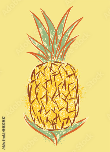 Stylized illustration of a pineapple. Simple line art.
