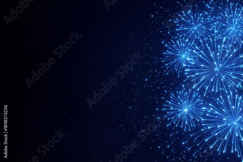 Wallpaper Mural Blue fireworks on edge abstract holiday background. Free space Torontodigital.ca