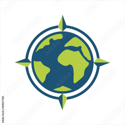 compass logo, bold lines, memorable, green color, element logo, graphic resources, logo design icon.