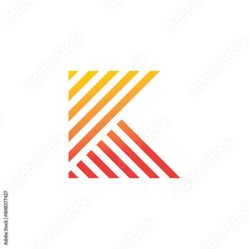 letter k gradient stripes triangles geometric logo vector