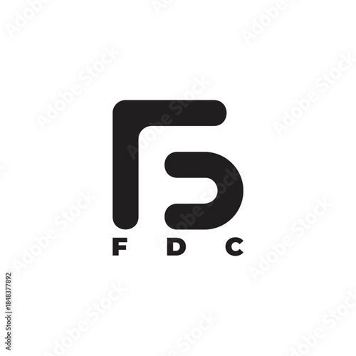 letter fdc simple geometric lines loop logo vector