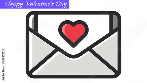 Valentine’s Day love letter icon vector illustration. envelope with a heart symbol. romantic message concept. festive greeting card design element.