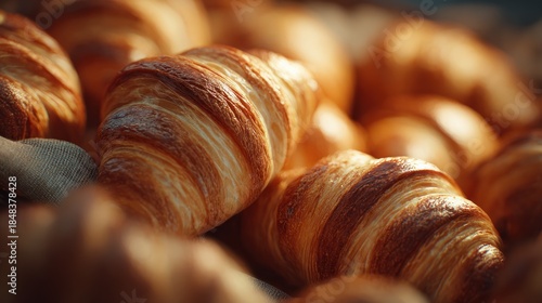 Wallpaper Mural A close-up perspective of a collection of fresh, golden brown croissants Torontodigital.ca