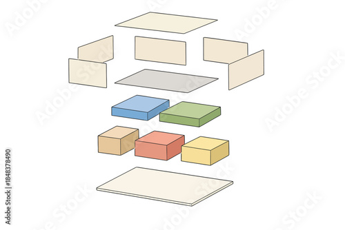 Cutaway Abstract Terrain Cross Section with Simplified Layer Bands