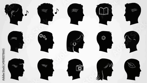 Collection of Silhouettes Representing Diverse Human Thoughts and Ideas.