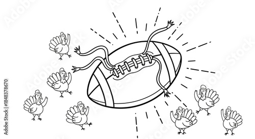 Thanksgiving football game with turkeys celebrating the holiday season.