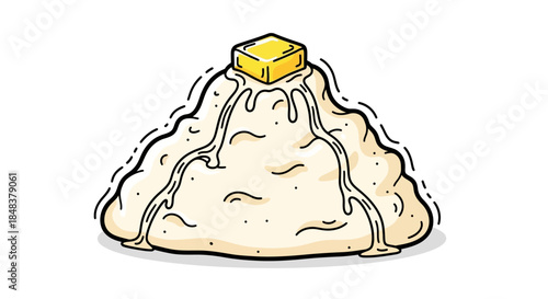 Cartoon Mashed Potatoes with Butter, a Culinary Delight.