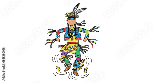 Vibrant Native American Dancer in Traditional Regalia Performing a Dynamic Dance.