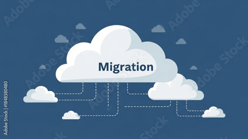 Cloud migration concept data transfer between clouds digital transformation and technology abstract vector illustration