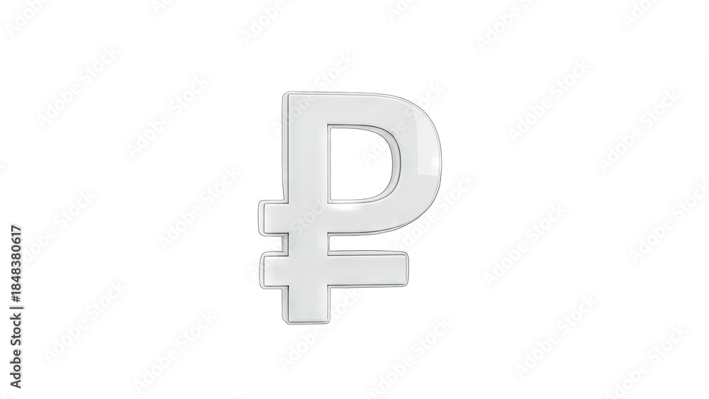 Fototapeta premium Russian Ruble Symbol Isolated on White Background