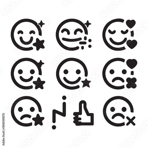 Customer Feedback Emoji Icons Set – User Rating & Satisfaction Vector
