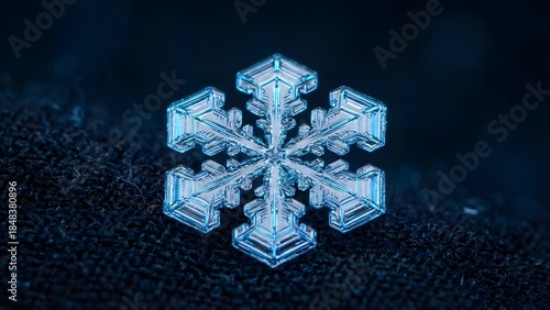 Extreme Macro Close Up Shot of Single Perfect Ice Snowflake Structure