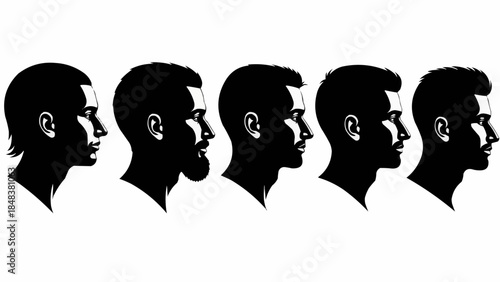 Diverse Male Profiles Showcasing Different Hairstyles and Beards.