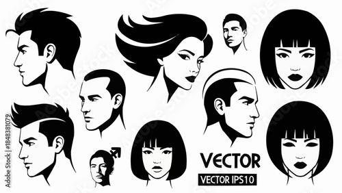 Collection of Diverse Hairstyles and Facial Features for Men and Women.