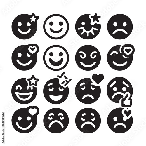 Customer Feedback Emoji Icons Set – User Rating & Satisfaction Vector