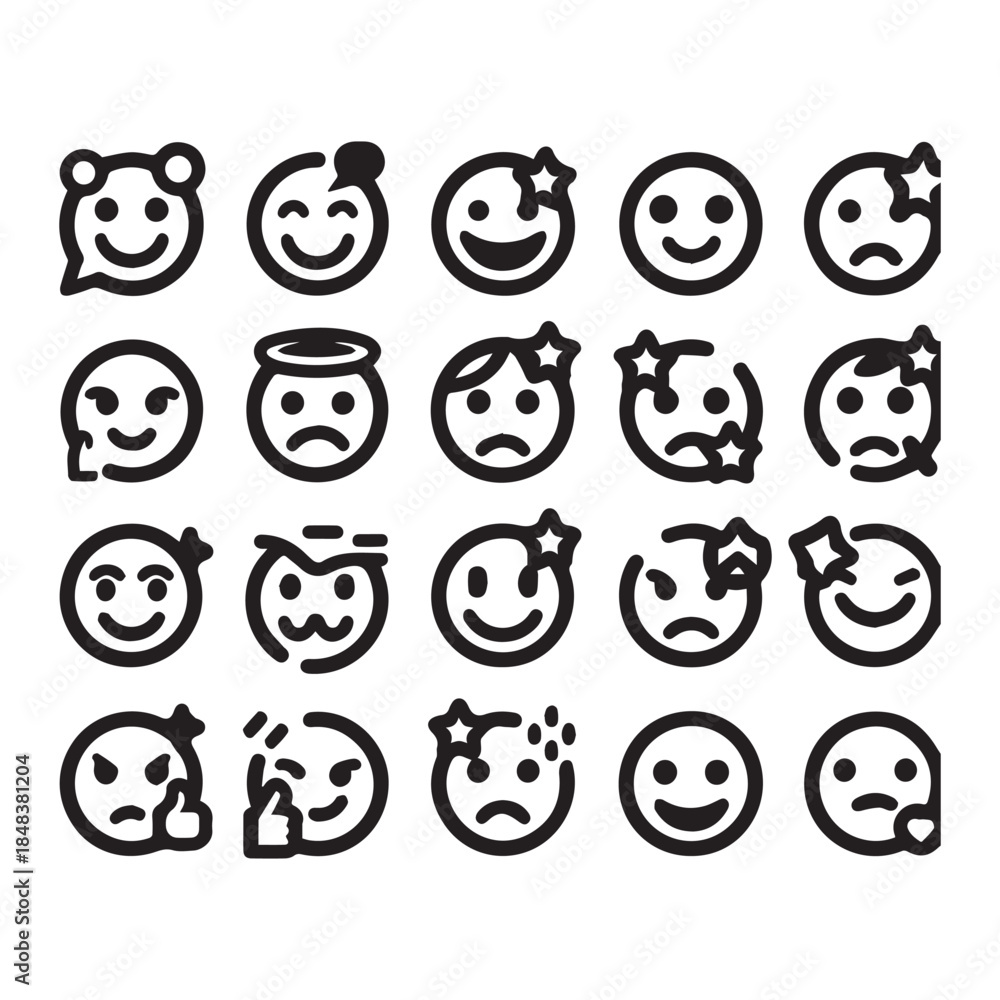 Obraz premium Customer Feedback Emoji Icons Set – User Rating & Satisfaction Vector