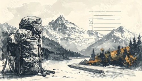 Checklist with bags and sunglasses on a table