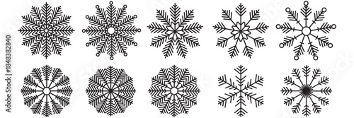 Snow Icons. Snowflakes Vector Icons. Winter Icons. Snow or Snowflake symbol. Snow. Snowflakes. Black Set.