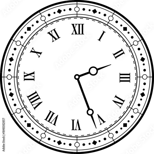 Vintage clock face retro dial with Roman numerals of old time watches, vector icon. Vintage clock face with classic hour and minute hand arrows, pocket watches clockface of stopwatch chronometer