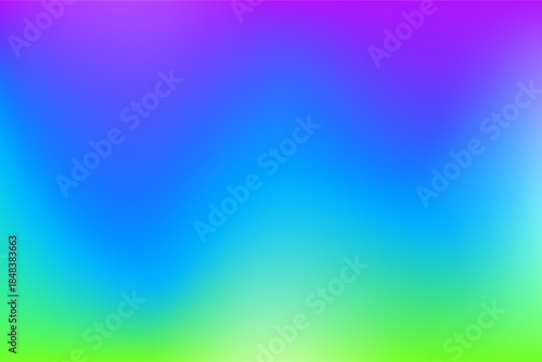 オーロラをイメージした、青紫と緑がやわらかく広がる抽象グラデーション背景デザイン　ベクターイラスト