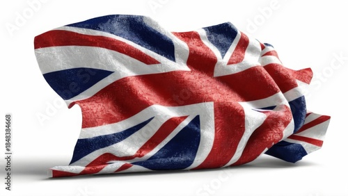 Dynamic 3D Render of the UK Flag Fluttering in the Wind with Soft Fabric Texture